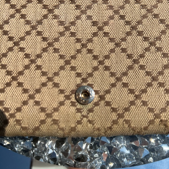GUCCI LEATHER & DIAMANTE CANVAS WALLET - Picture 6 of 11